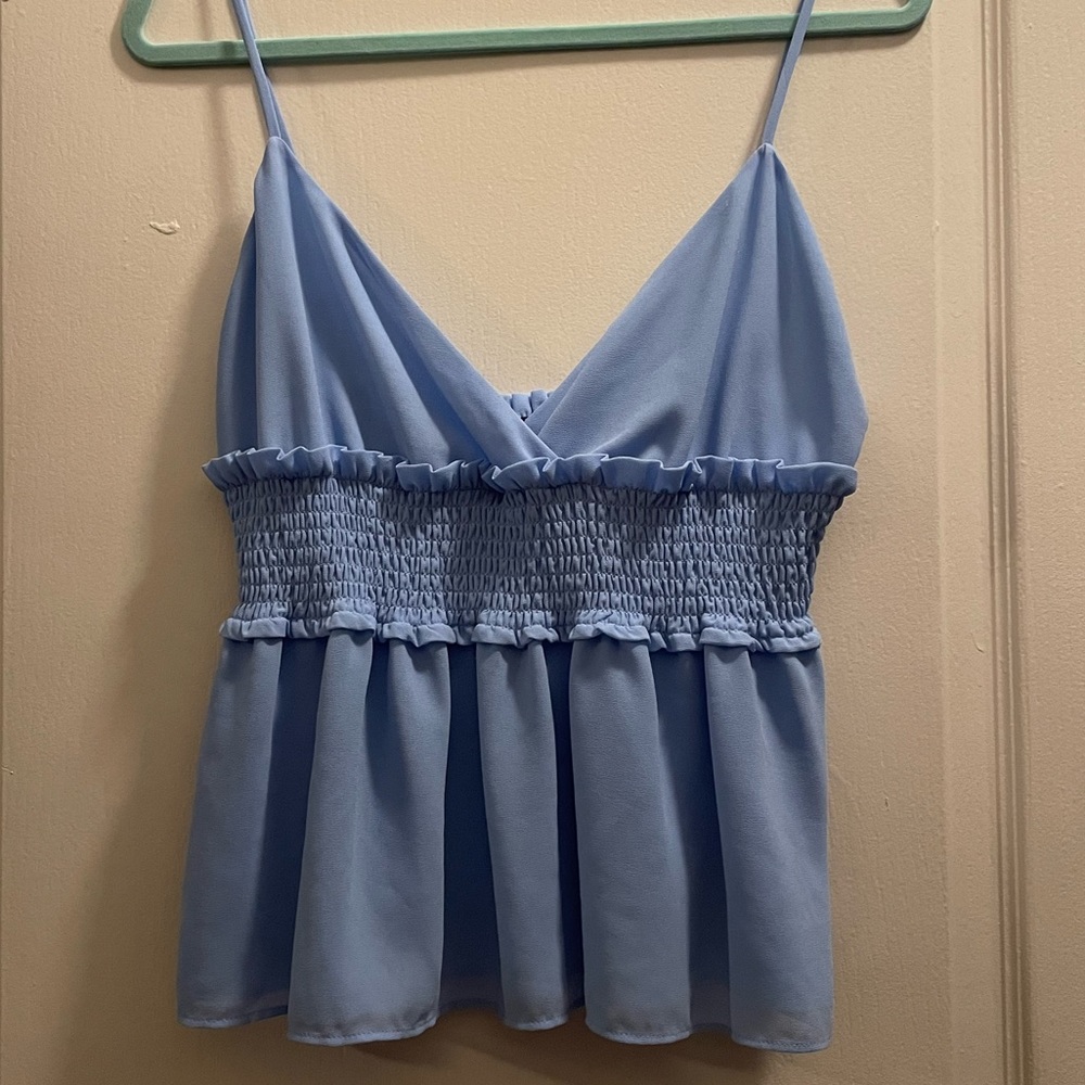 Light Blue Ruffle Top